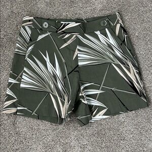 White House Black Market Olive Leaf Print Shorts